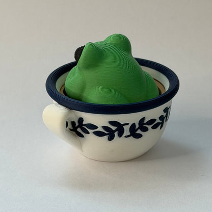 Frog in a teacup fidget clicker - Green
