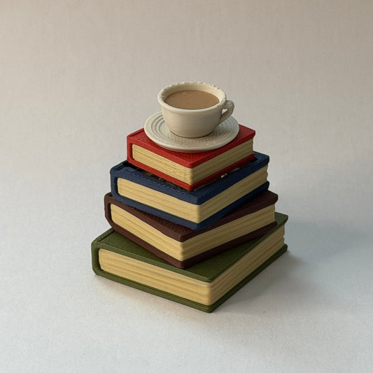 Teacup book stack clicker - Aged